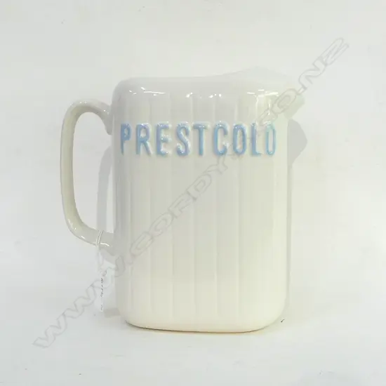 ALPINES PRESTCOLD FRIDGE JUG - WHITE WITH BLUE LETTERING H 210MM