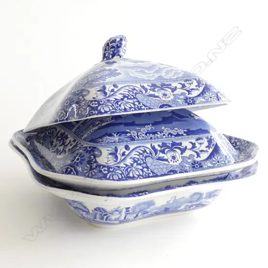 PR SPODES ITALIAN LIDDED SQUARE TUREENS 240x240mm dia