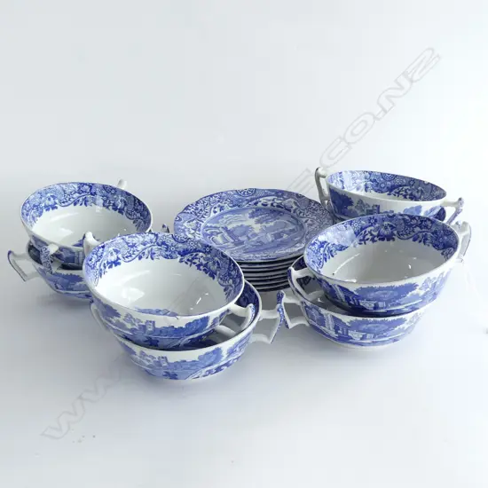 8 SPODES ITALIAN SOUP COUPES (2 AF) + 8 SIDE PLATES 160mm dia 