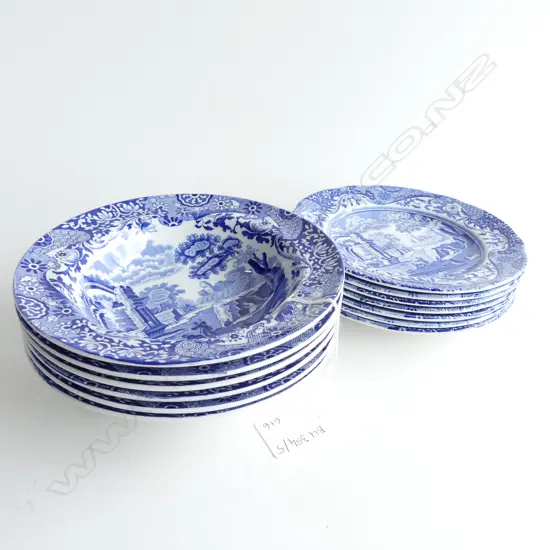 6 SPODES ITALIAN CEREAL BOWLS 165mm dia + 6 SIDE PLATES 160mm dia