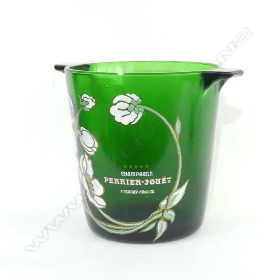PERRIER-JOUET GREEN GLASS CHAMPAGNE BUCKET H 200 DIA 180MM