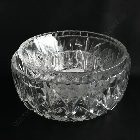 3 CRYSTAL BOWLS 200mm dia