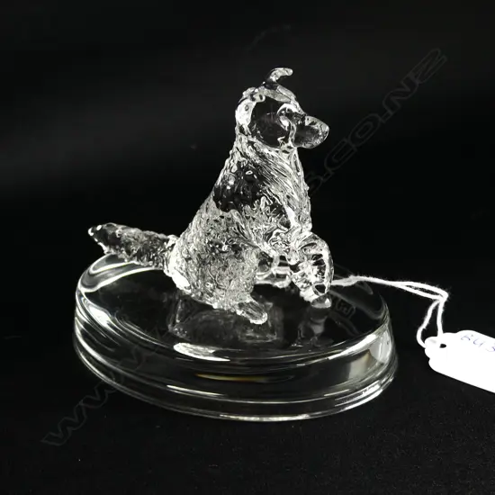 BORDER COLLIE GLASS PAPERWEIGHT - SIGNED & DATED 'NEIL HARRIS 2016'