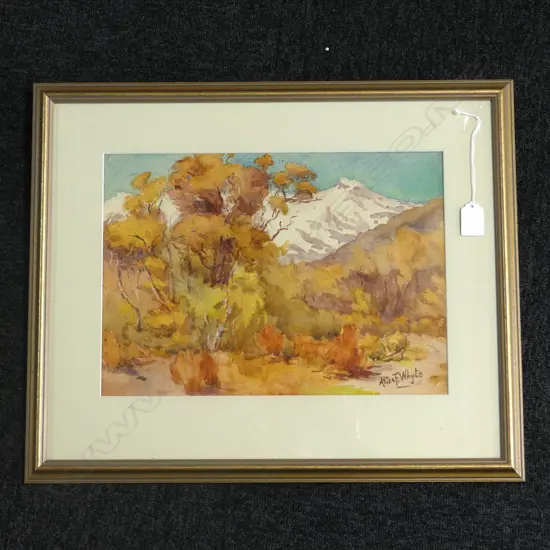 ALICE F WHYTE LANDSCAPE WATER COLOUR ON BOARD - SIGNED  365 X 260MM