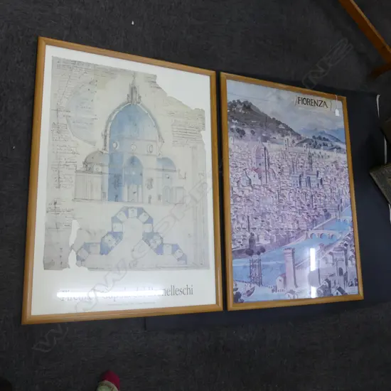 2 FRAMED FIRENZA & FIORENZA ARCHITECTURAL PRINTS  670 X 970MM