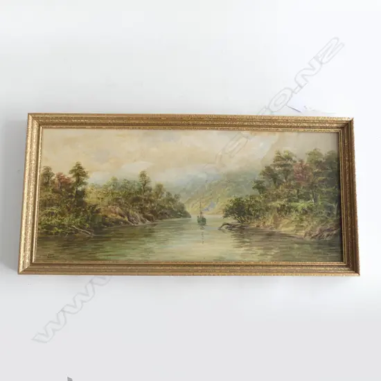 (20321) W.G. BAKER W/C 'MOKAU RIVER' WITH STEAMBOAT H. 215mm x W. 500mm