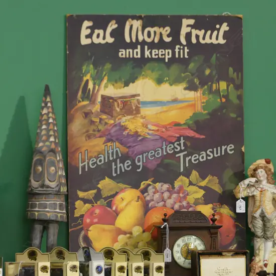 'EAT MORE FRUIT' VINTAGE POSTER, MOUNTED, 730 x 490mm