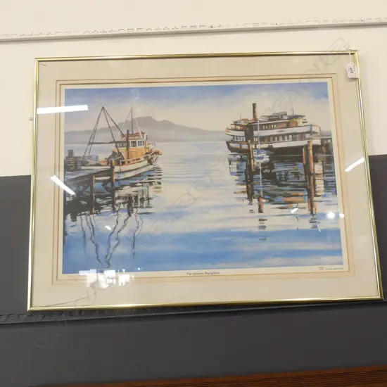 LTD ED AUCKLAND FERRIES PRINT 570mmX410mm- GLASS  CRACKED