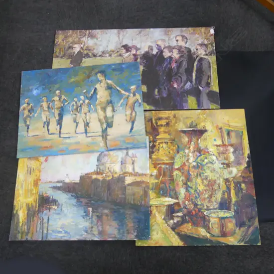 4 UNFRAMED OILS ON BOARD - LARGEST 1100 X 600MM  ALL UNSIGNED