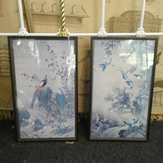 PR ORIENTAL FRAMED PRINTS- BIRDS 240 X 430MM