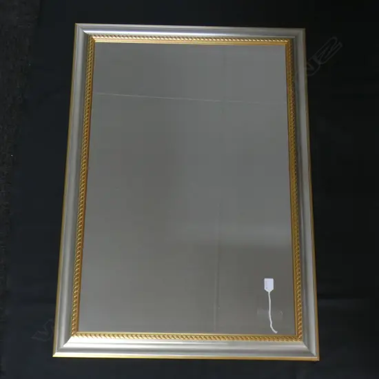 LARGE BEVELLED MIRROR w. SILVER FRAME 1020x720mm