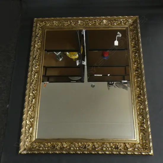 LARGE GILDED BEVELLED MIRROR 970x770mm