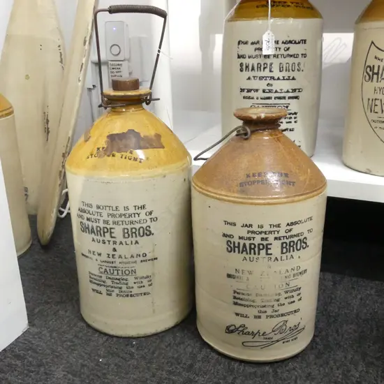 2 OLD SHARP BROS. STONE CROCKS H.350mm