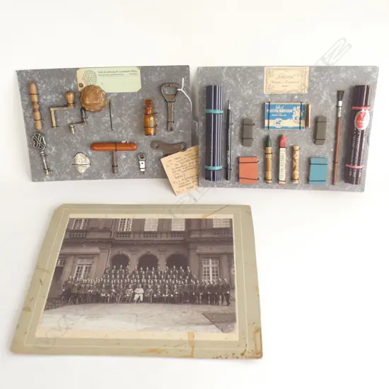 COLLECTION OF VINTAGE GERMAN KEYS ETC + ART SUPPLIES + KAISER TROOPS PHOTO 220x295mm