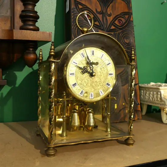FRENCH STYLE BRASS CLOCK WITH KEY H 210MM
