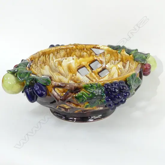 MAJOLICA FRUIT BOWL- AUSTRIAN W.380mm