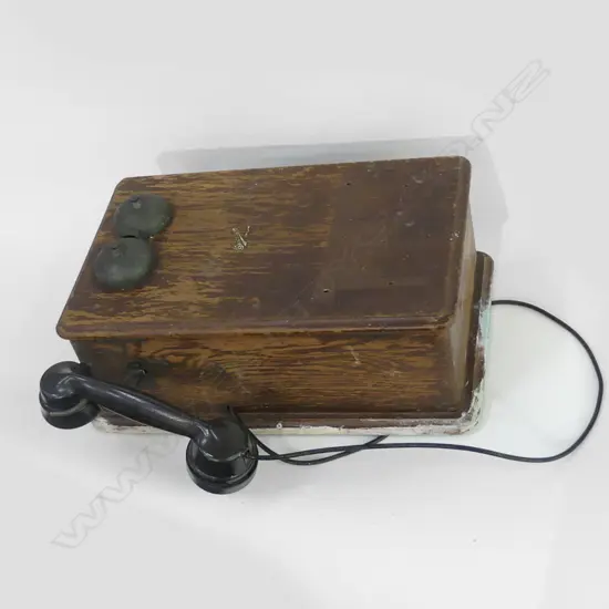 OLD WOODEN WALL TELEPHONE 