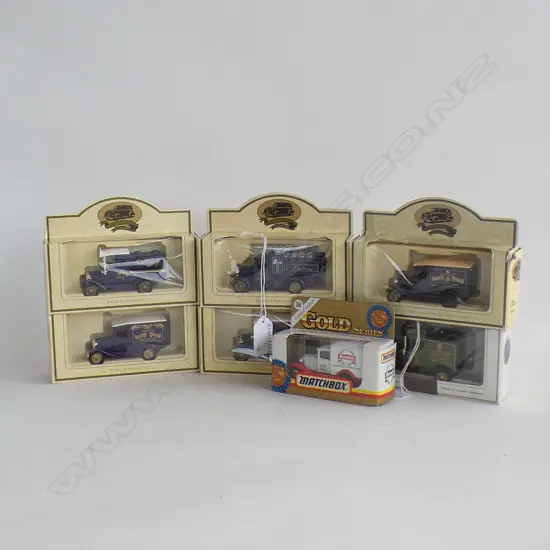 7 BOXED MODEL CARS; 5x CADBURY ETC