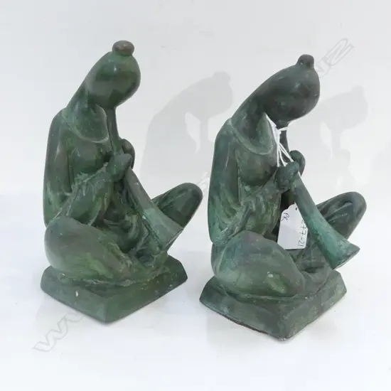 PR GREEN BRONZED FIGURE BOOKENDS H. 200MM
