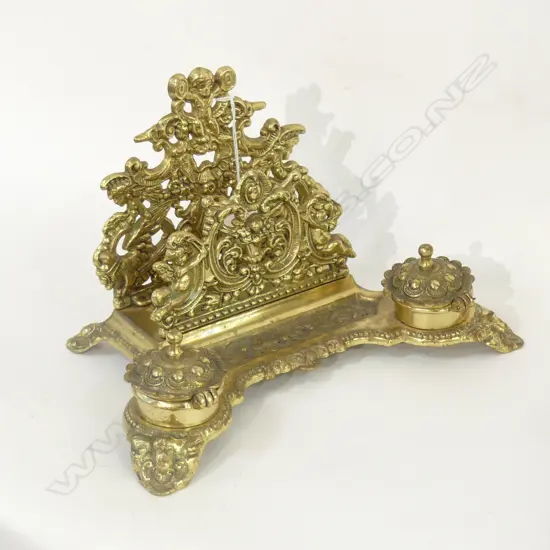BRASS INKWELL / LETTERHOLDER