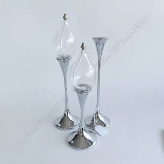 SET OF GRADUATED FREDDIE ANDERSEN RARE DANISH CANDLE HOLDERS 'CLEAR DROPS' (made in West Germany 1969)