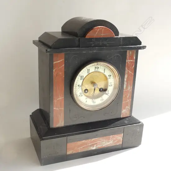 MANTLE CLOCK BLACK MARBLE H. 302mm W. 260mm AF