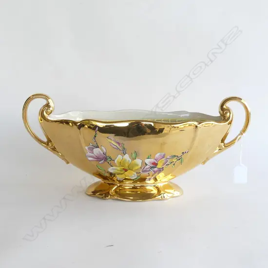 ROYAL WINTON GOLD LUSTRE VASE w. FROG W.400mm