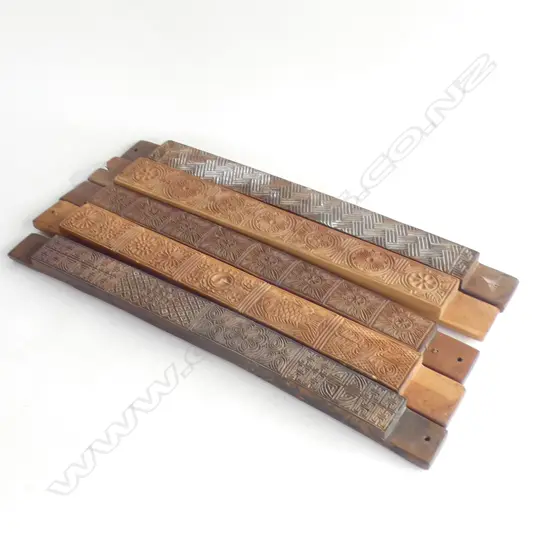 5 CARVED WOODEN ORIENTAL PRINTING BLOCKS 550x55mm