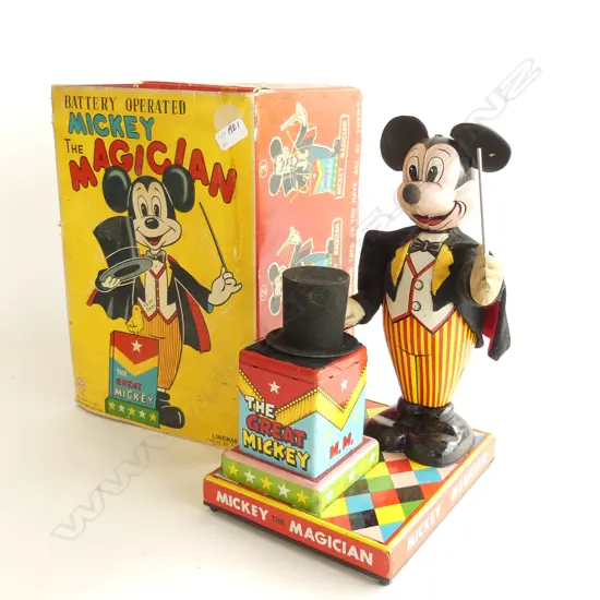 (20315) MICKEY THE MAGICIAN TIN TOY WITH ORIGINAL BOX H. 260mm