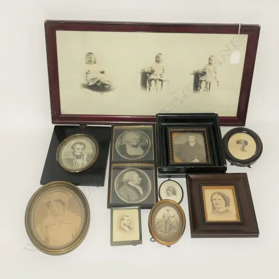 COLLECTION 11 VINTAGE FRAMED PORTRAITS