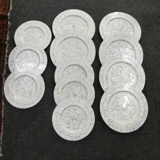 12 HAND MADE MOP PLATES; 6x 305mm, 6x 255mm dia