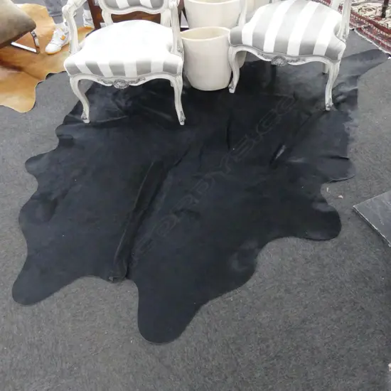 LARGE BLACK COW HIDE RUG 2350x1700mm