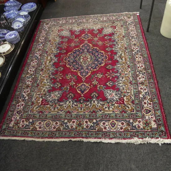 LARGE IRANIAN HAND KNOTTED WOOL PILE RUG (SOME WEAR) 1900x1450mm