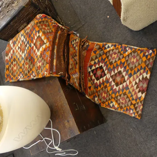 KELIM H/WOVEN SADDLE BAGS FINE TRIANGULAR DECORATION