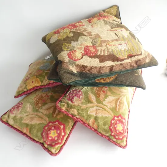 5 CUSHIONS (2 NEEDLEWORK)