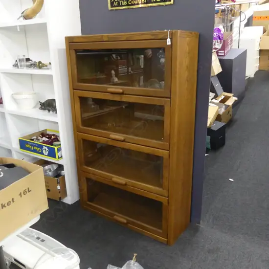 GLAZED FOUR DOOR GLOBE WERNIK TYPE BOOK CASE FRONT OPENING 950 X 330 X 1515mm