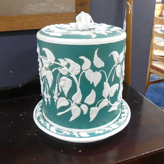 VINTAGE TEAL JASPAR CERAMIC CHEESE DOME H.280mm