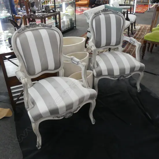 PAIR OF OLD LOUIS IV STYLE CHAIRS - SLIGHTLY DISTRESSED