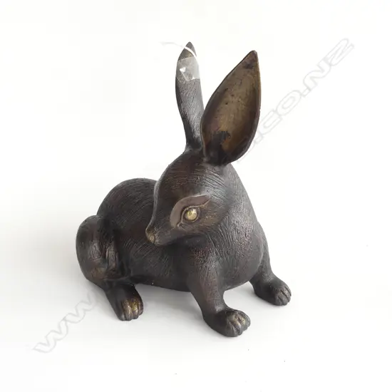 BRONZED CAST METAL HARE RABBIT H.270mm