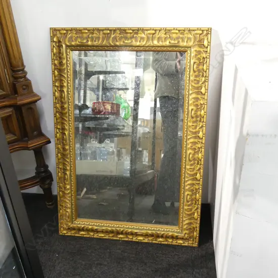 LARGE GILT FRAMED BEVELLED MIRROR 840x580mm