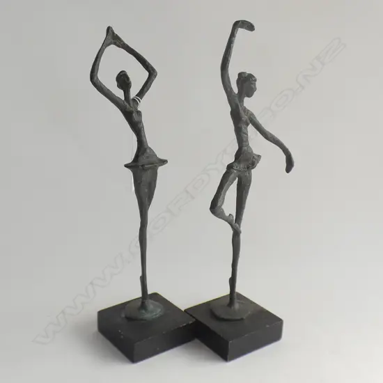 PR ELONGATED BRONZE DANCER SCULPTURES H.350mm