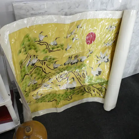 LG SILK ON PAPER CRANES & TREES 