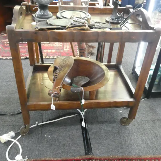 OLD WOODEN DRINKS TROLLEY L. 700MM