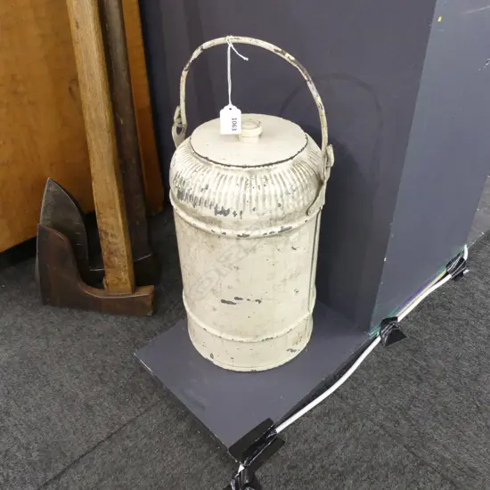 WHITE PAINTED METAL CONTAINER / THERMOS? H.350mm