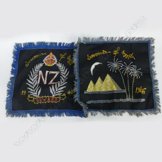 PR VINTAGE SILK CUSHION COVERS 1945 NZ - SOUVENIR OF EGYPT 