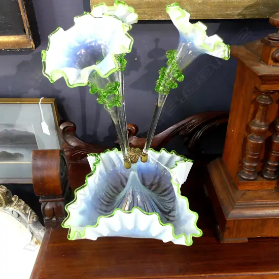 VICTORIAN 3 ARM EPERGNE H.390mm small glass repair