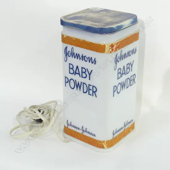 VINTAGE JOHNSONS BABY POWDER 'TIN'  ADVERTISING LAMP (WORKING) H 370MM