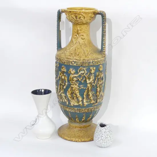 RETRO GERMAN POTTERY URN + 2 VASES H.90mm-500mm