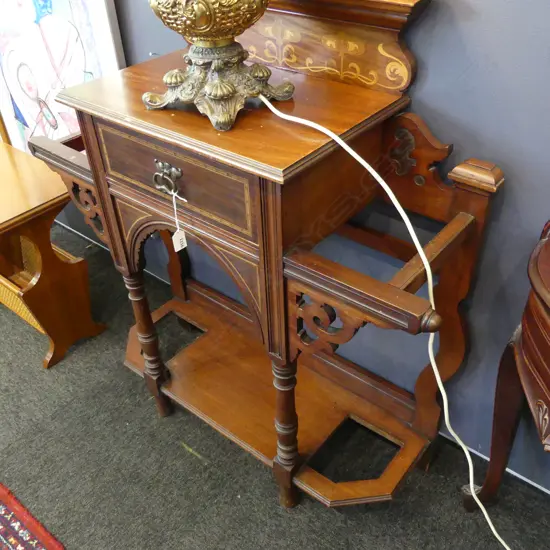 OLD MAHOGANY ONE DRAWER HALL UMBRELLA STAND L 920 H 1000MM