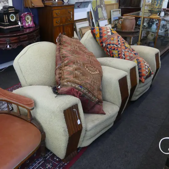 PR OF ART DECO ARMCHAIRS NEEDING REUPHOLSTERING